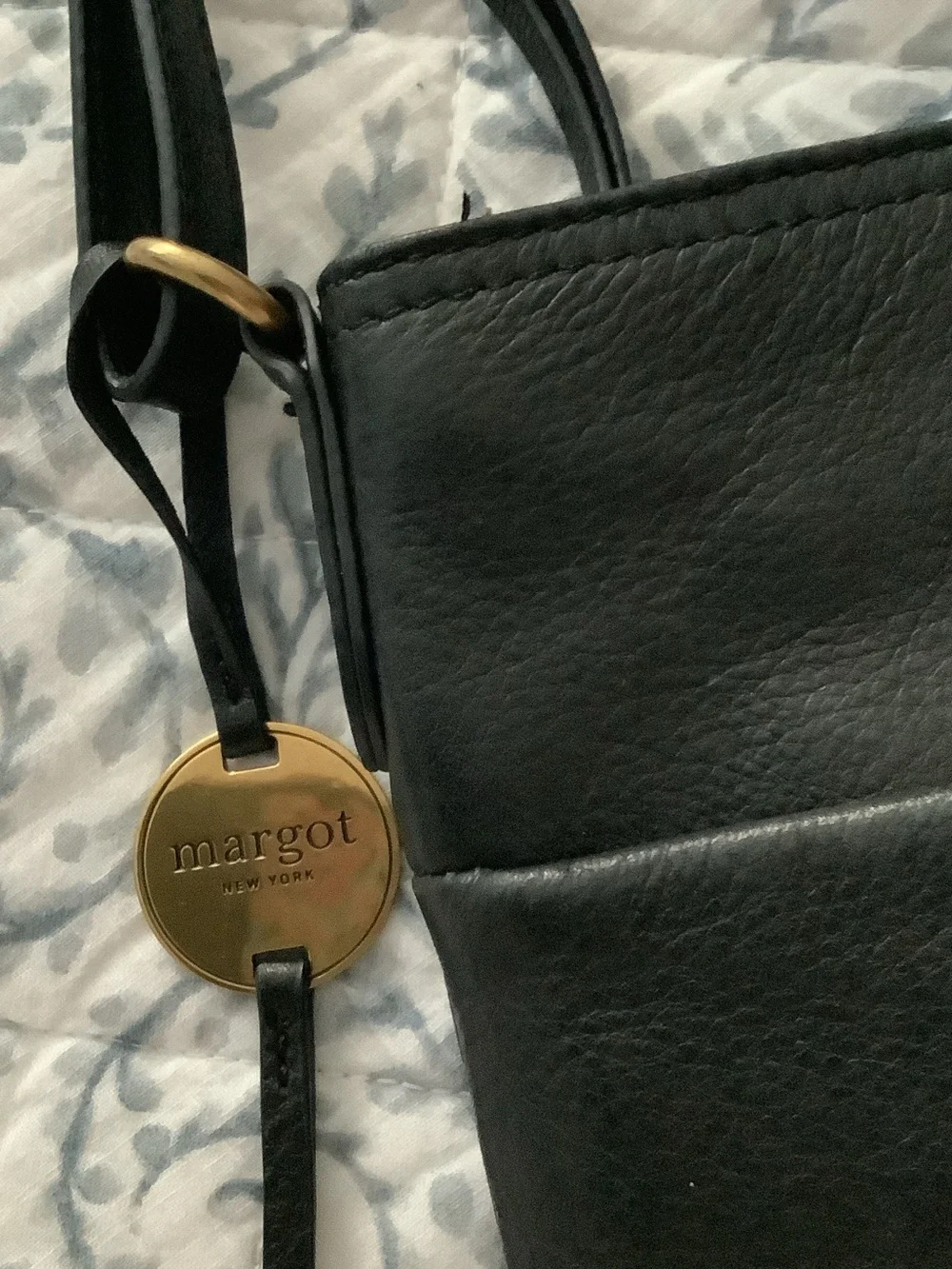 margot Black Leather Crossbody with Gold-Tone Turn-Lock - Picture 2 of 3
